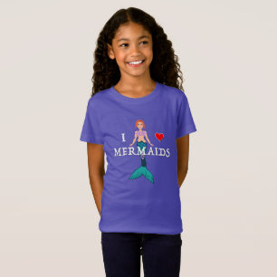I Love Mermaids Design - Girls' Fine Jersey T-Shir T-Shirt