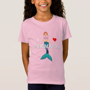 I Love Mermaids Design - Girls' Fine Jersey T-Shir T-Shirt