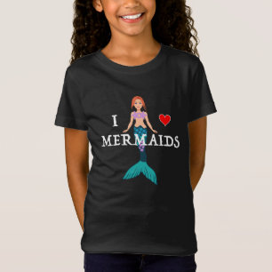 I Love Mermaids Design - Girls' Fine Jersey T-Shir T-Shirt