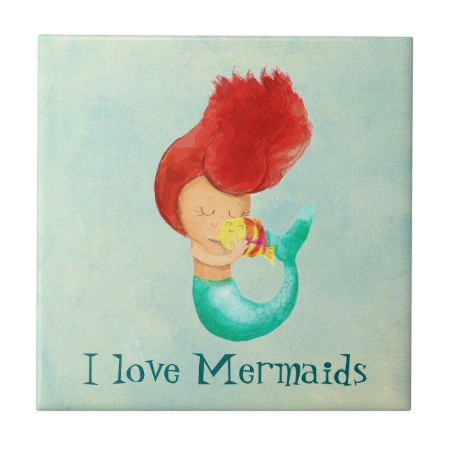 I love Mermaids Tile (Front)
