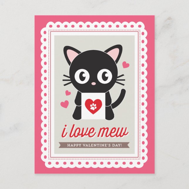 I Love Mew! by Origami Prints Valentine Postcard (Front)