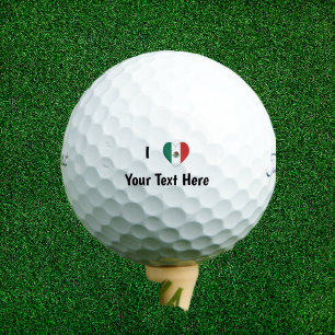 I Love (Mexican Flag Heart) Your Text Golf Balls