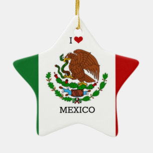 I Love Mexico, Mexican Flag Ceramic Tree Decoration