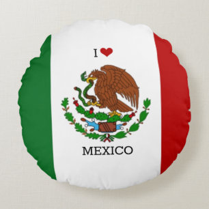 i love mexico - mexican flag, round cushion