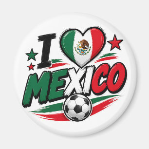 I Love Mexico Soccer Fan   Mexican Pride Footb Magnet