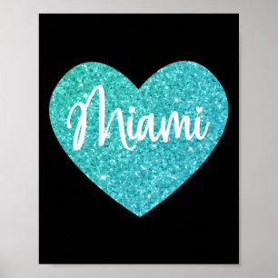 I Love Miami Florida Heart Poster