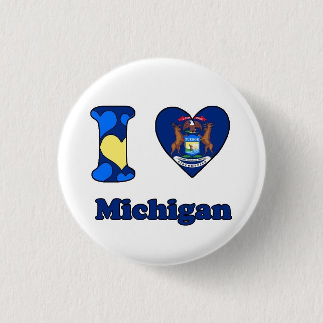 I love Michigan 3 Cm Round Badge (Front)