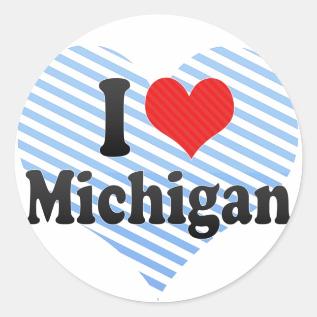 I Love  Michigan Classic Round Sticker (Front)