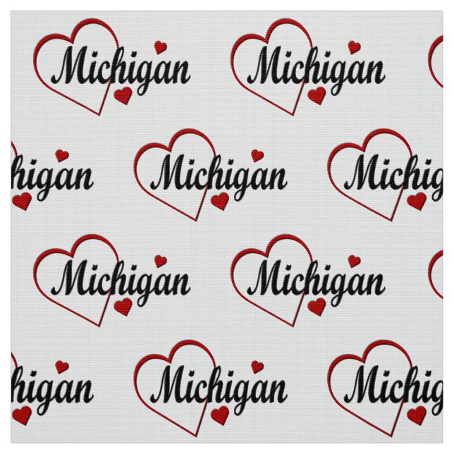 I Love Michigan Hearts Fabric (Swatch)