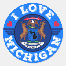 I Love Michigan State Map and Flag