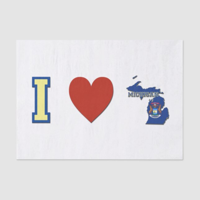 I Love Michigan Tissue Paper (Front)