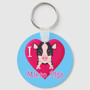 I Love Micro Pigs Key Ring