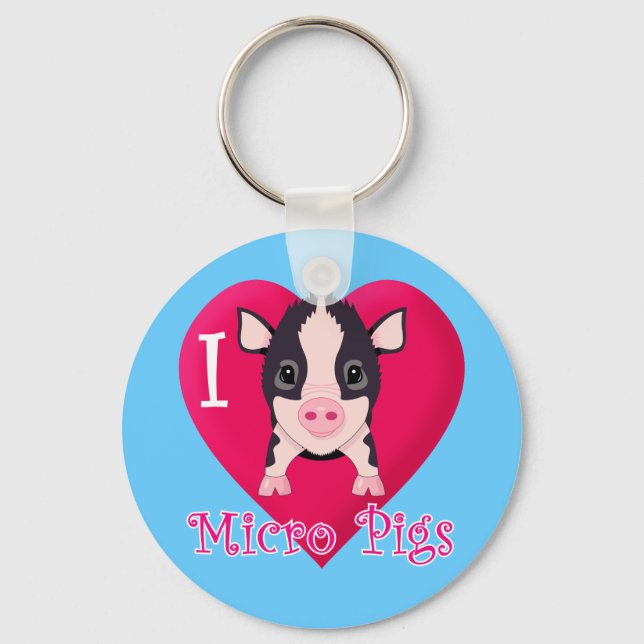 I Love Micro Pigs Key Ring (Front)