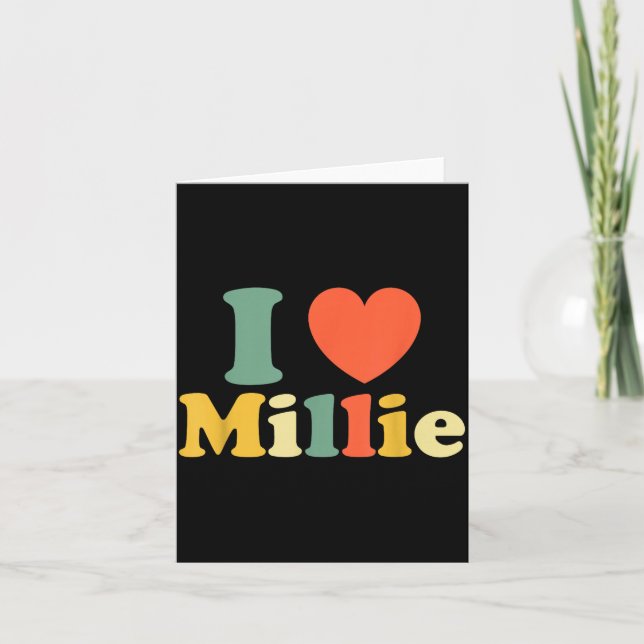 I Love Millie, I Heart Millie, Red Heart Valentine Card (Front)