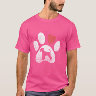 I Love Miniature Schnauzer Paw With Heart Dog Love T-Shirt