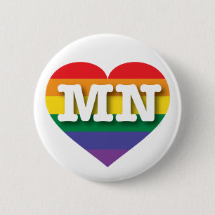 I Love Minnesota Rainbow Heart 6 Cm Round Badge