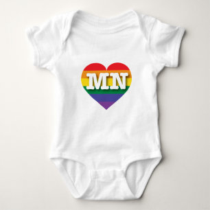 I Love Minnesota Rainbow Heart Baby Bodysuit