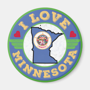 I Love Minnesota State Map and Flag Magnet