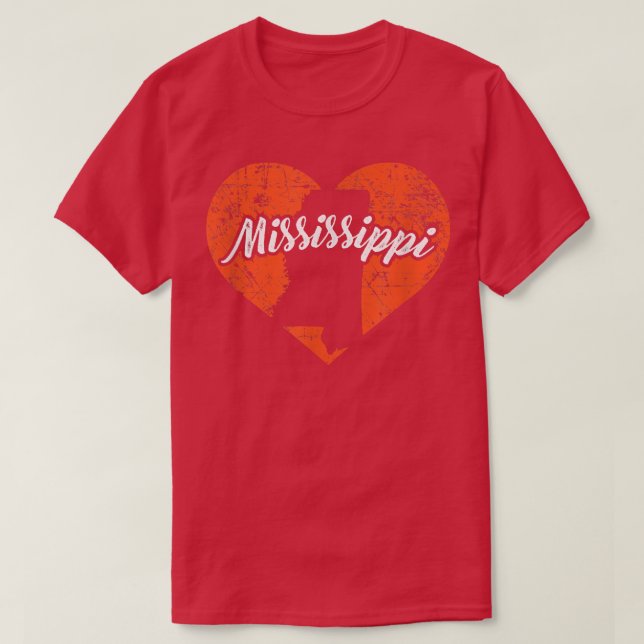 I Love Mississippi , Funny Cute State Pride Heart  T-Shirt (Design Front)