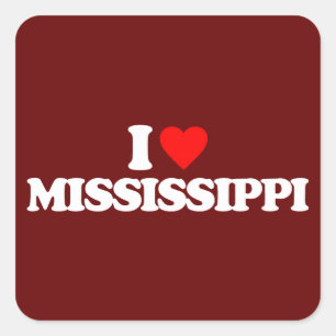 I LOVE MISSISSIPPI SQUARE STICKER