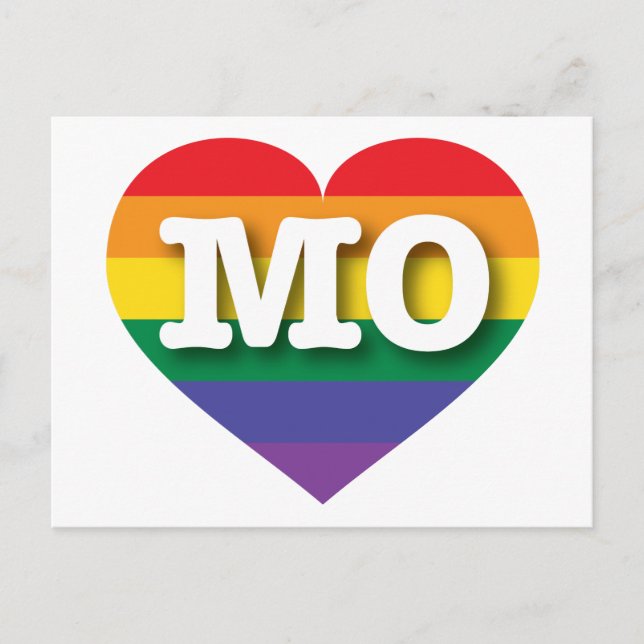 I Love Missouri Rainbow Heart Postcard (Front)