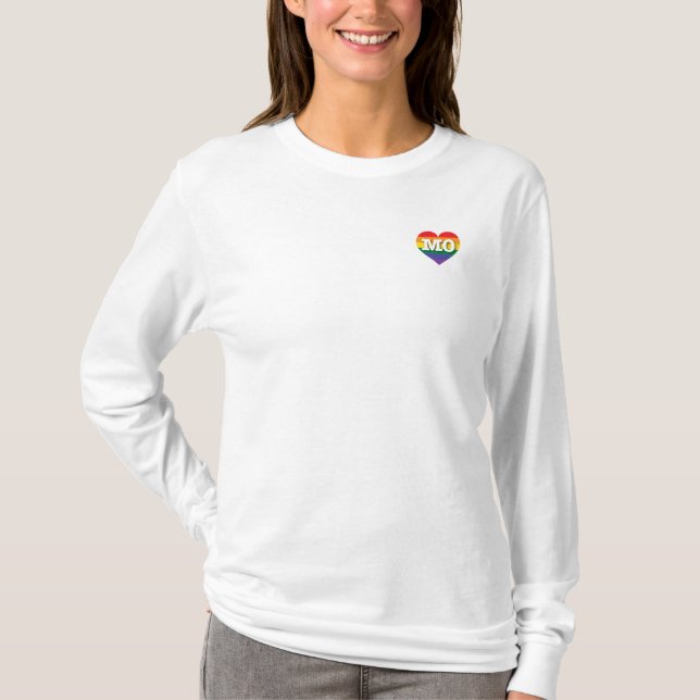 I Love Missouri Rainbow Heart T-Shirt (Front)