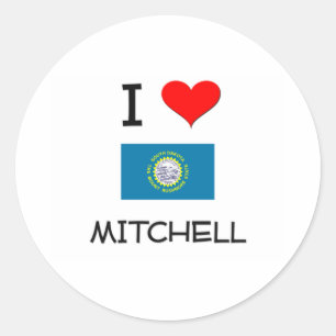 I Love Mitchell South Dakota Classic Round Sticker