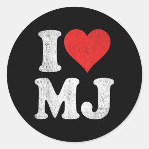 I Love Mj Vintage Fan Merch Red Heart Initials Des Classic Round Sticker