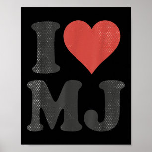 I Love Mj Vintage Fan Merch Red Heart Initials Des Poster