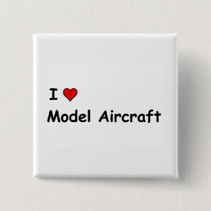 I Love Model Aircraft 15 Cm Square Badge