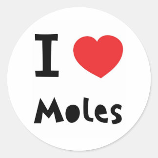 I love moles classic round sticker