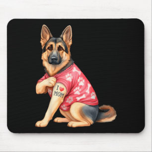 I Love Mom Tattoo Funny German Shepherd Dog Lover Mouse Pad