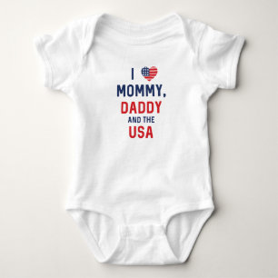 I Love Mommy, Daddy & the USA // Independence Day Baby Bodysuit