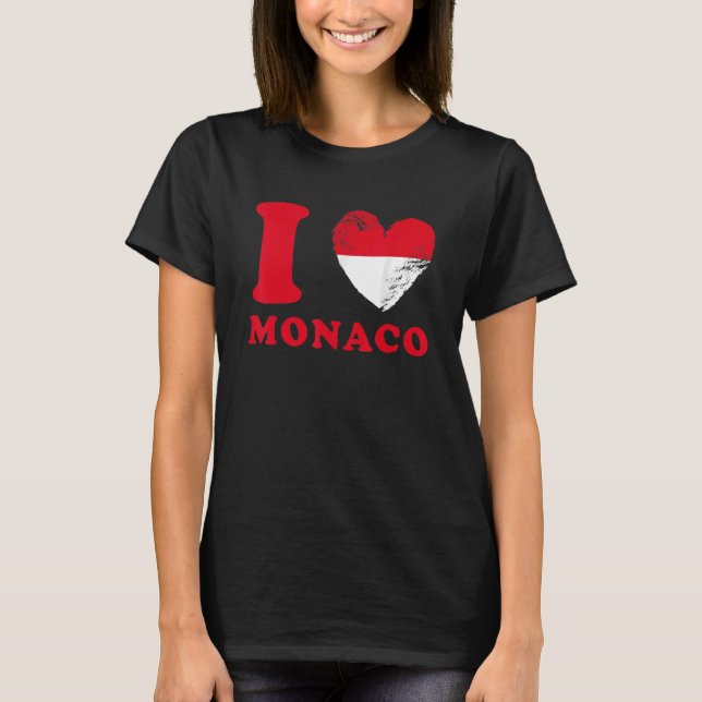 I Love Monaco   Drapeau en forme de cœur Monaco T-Shirt (Front)