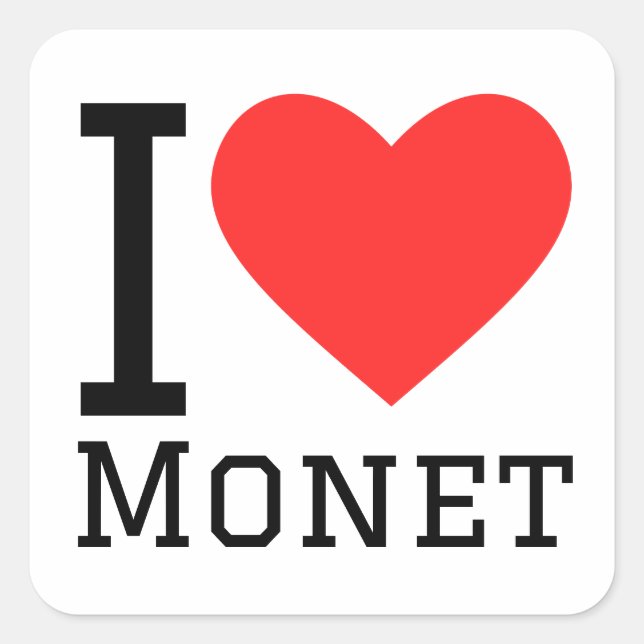 I love Monet  Square Sticker (Front)