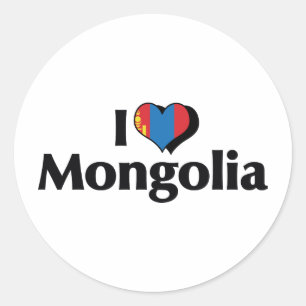 I Love Mongolia Flag Classic Round Sticker