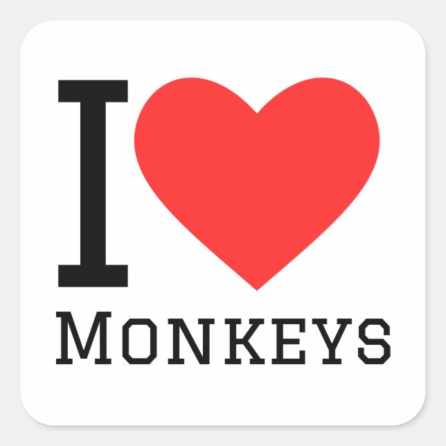 I love monkey  square sticker (Front)