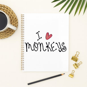 I Love Monkeys Cute Handwritten Typography Planner