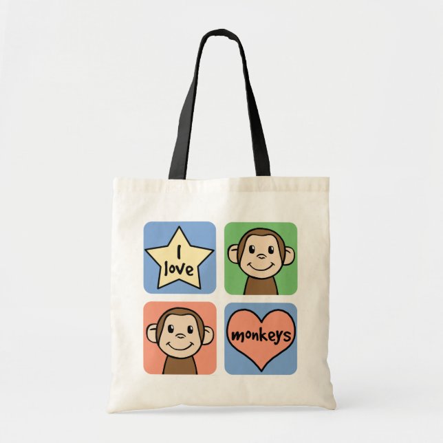 I Love Monkeys Tote Bag (Front)
