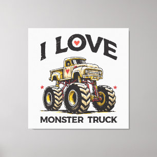 I Love Monster Truck Canvas Print