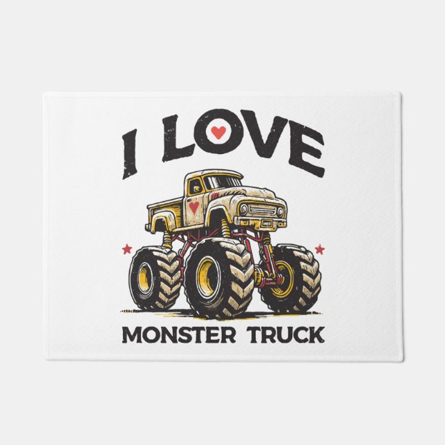 I Love Monster Truck Doormat (Front)