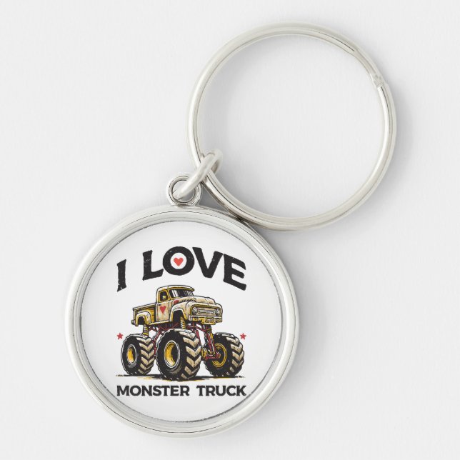 I Love Monster Truck Key Ring (Front)