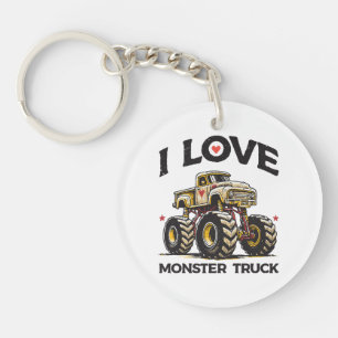 I Love Monster Truck Key Ring