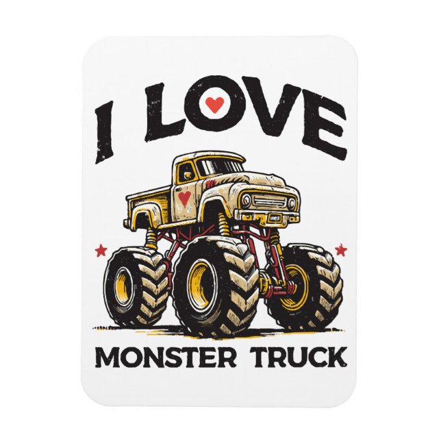 I Love Monster Truck Magnet (Vertical)