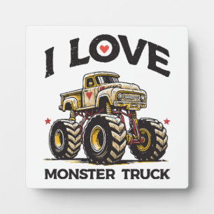 I Love Monster Truck Plaque