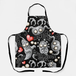 I Love Monsters 'cause People Sucks Apron