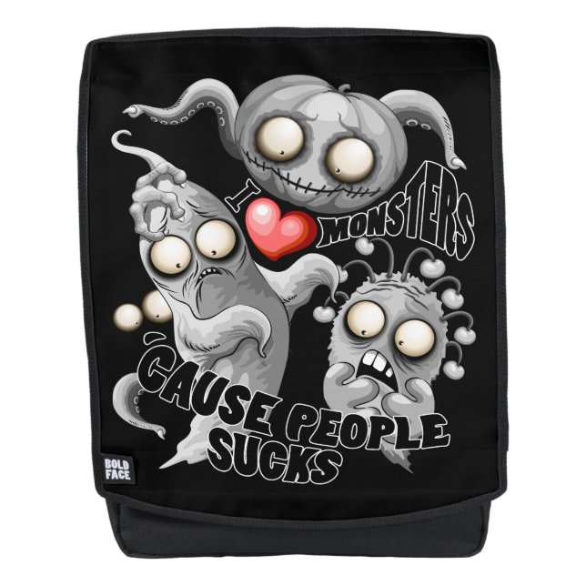 I Love Monsters 'cause People Sucks Backpack (Front)