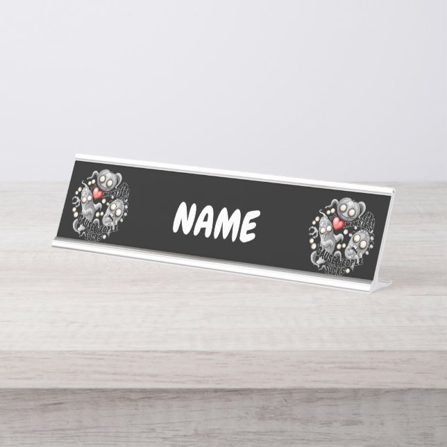 I Love Monsters 'cause People Sucks Desk Name Plate (Front)