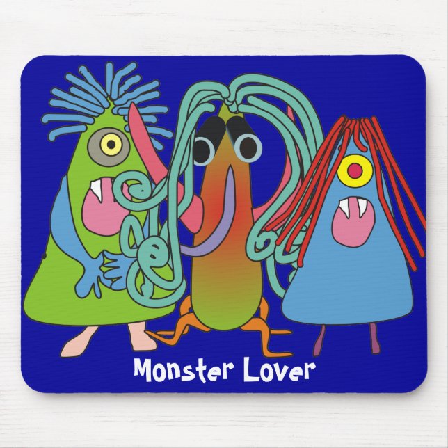 "I Love Monsters" Gifts Mouse Pad (Front)