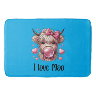 I love moo! cute scottish highland cow bath mat